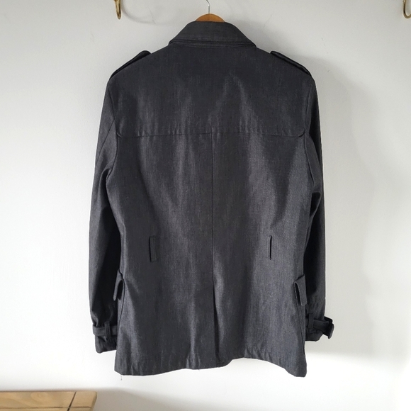 Men's Medium Grey Botton Up Topman Overcoat - Picture 2 of 6